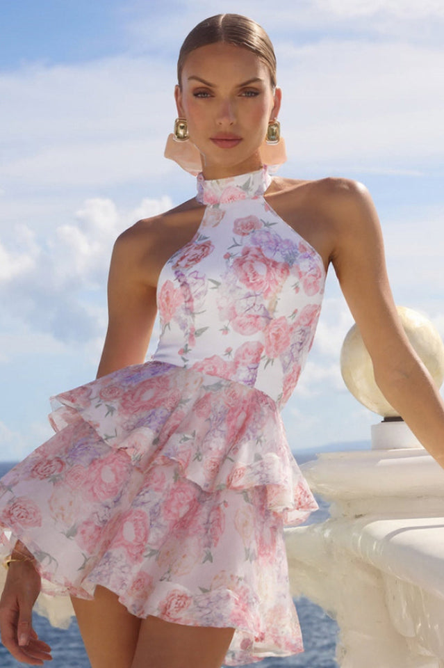 Marissa Oversized Bow Tiered Mini Dress