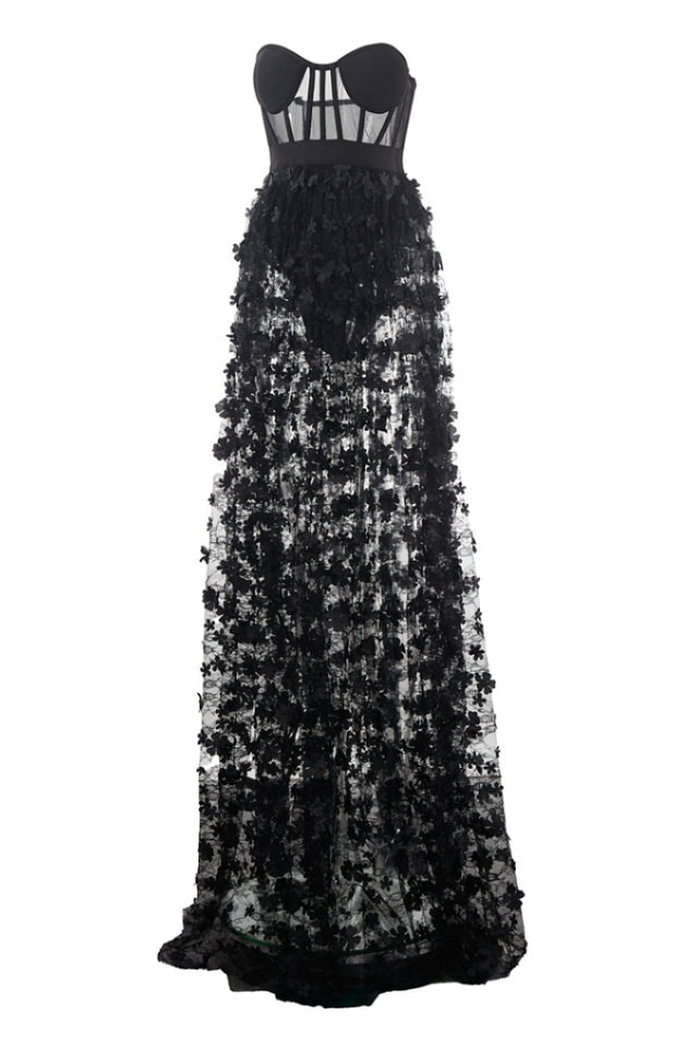 Saffronia Strapless Flower Long Dress | Dress In Beauty