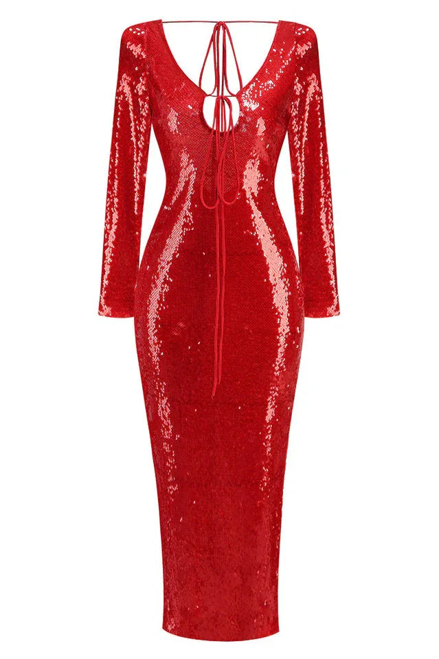 Sequin Midi Dress - View 9 | TEVQA