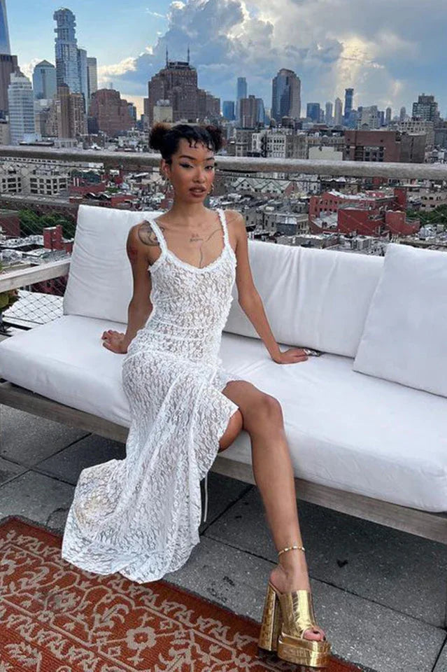 White Lace Maxi Dress - View 23 | TEVQA