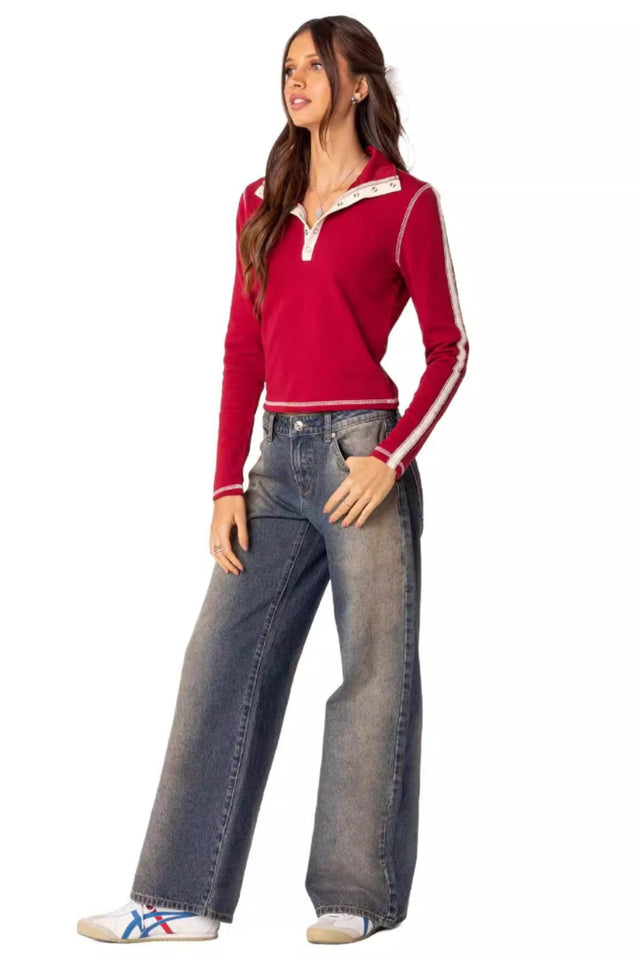 EDIKTED Raelynn Washed Low Rise Jeans | Dress In Beauty