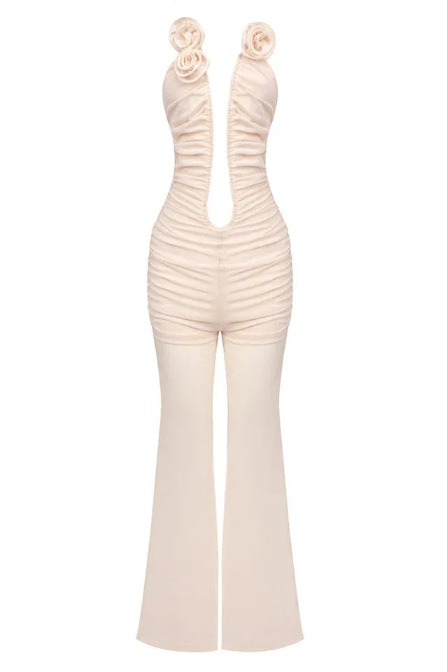 Vissarion 3D Flower Pleat Jumpsuit - TEVQA