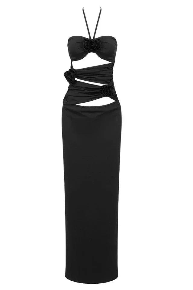 Halter Neck Ruched Maxi Dress - View 14 | TEVQA