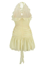 Buttercup Halterneck Mini Dress with Ruffle Trim - View 11 | TEVQA