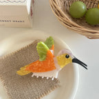 Large 5.1 Inch Acetate Animal Hair Claw Clip - Bird & Hedgehog - TEVQA