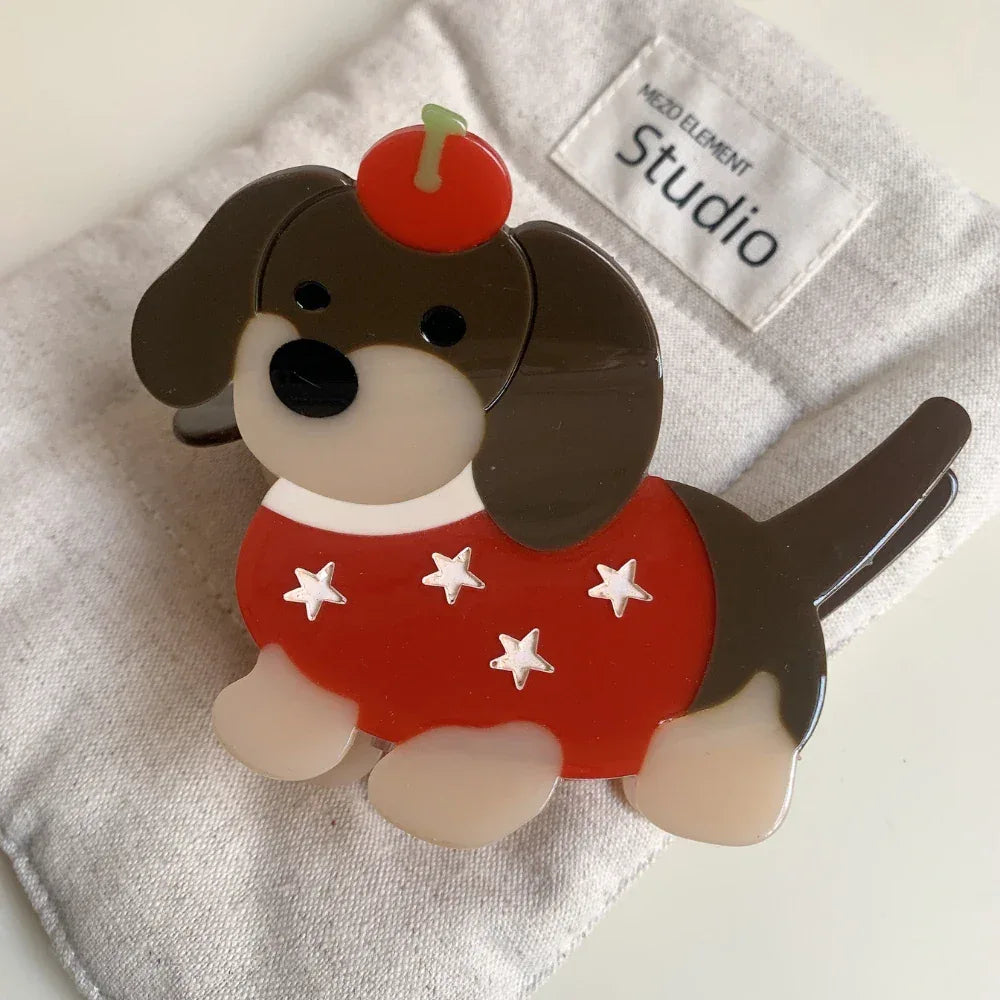 Large Dachshund Acetate Hair Claw Clip - View 7 | TEVQA