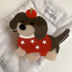 Large Dachshund Acetate Hair Claw Clip - View 7 | TEVQA