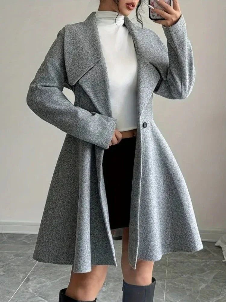 The Genevieve Fit & Flare Wool Coat Dress - TEVQA