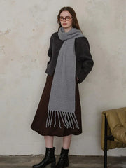 Electric Blue Bouclé Knit Scarf - View 11 | TEVQA