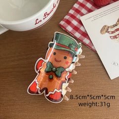 Festive Holiday Acetate Hair Claw Clip - 3.5 Inch Christmas Stocking Stuffer