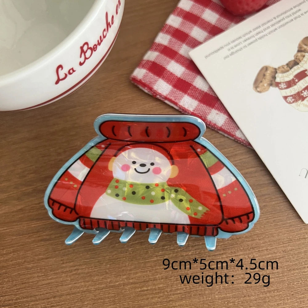 Festive Holiday Acetate Hair Claw Clip - 3.5 Inch Christmas Stocking Stuffer