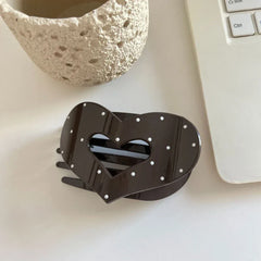 Polka Dot Heart Hair Claw Clip - View 6 | TEVQA