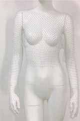 Crystal Diamond See Through Crop Top | Dress In Beauty