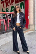 Striped wide leg denim jeans - View 21 | TEVQA