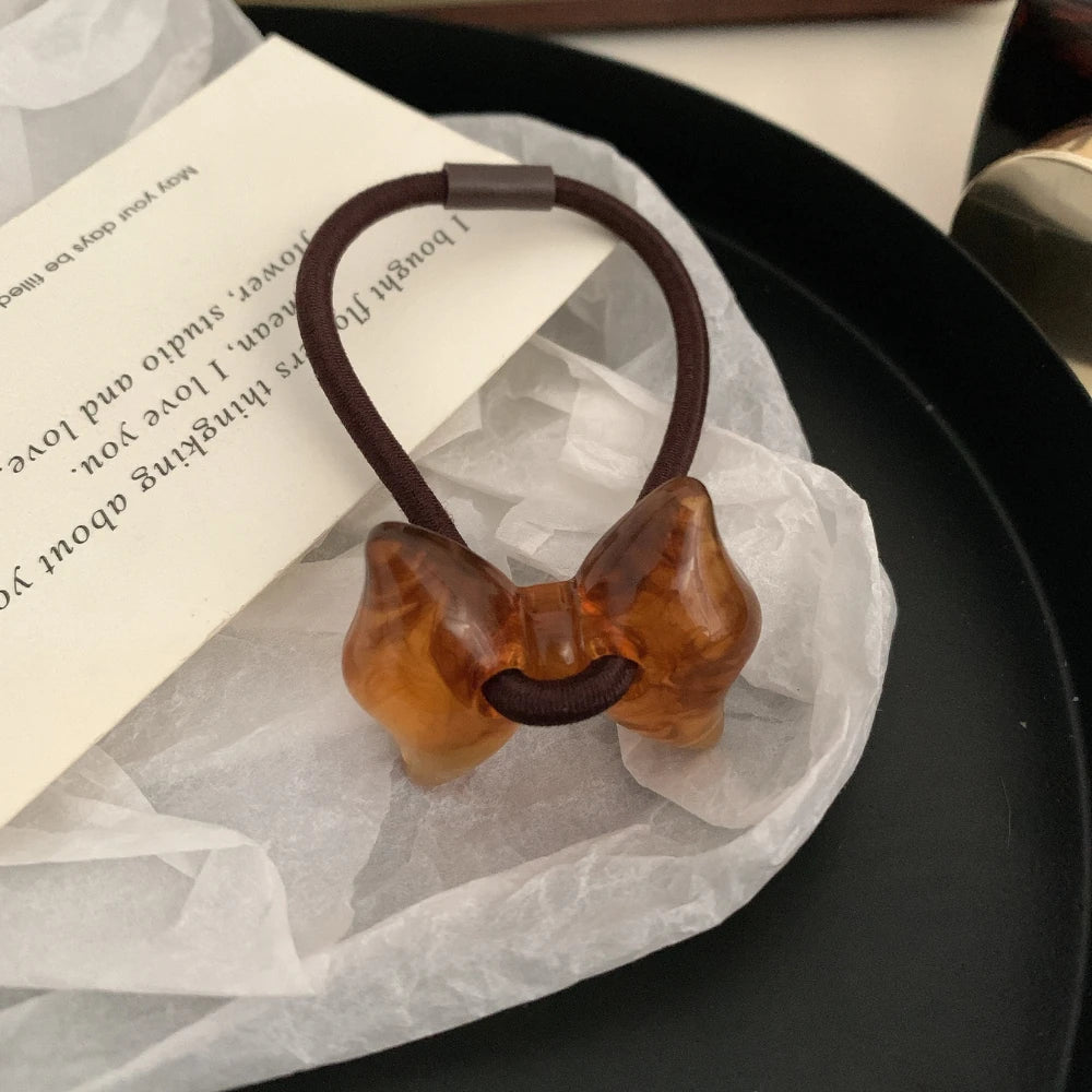 Dainty Jelly Bow Acrylic Hair Tie - 1.4 Inch Y2K Style