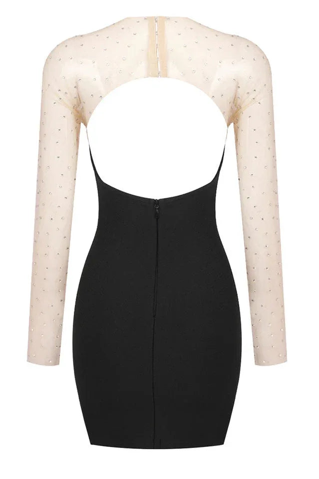 Aarohi Crystal Mesh Mini Dress - TEVQA