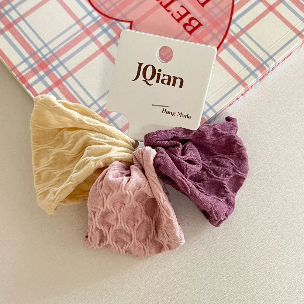 Wide Crinkled Fabric Scrunchie - Gentle Snag-Free Hair Tie - TEVQA