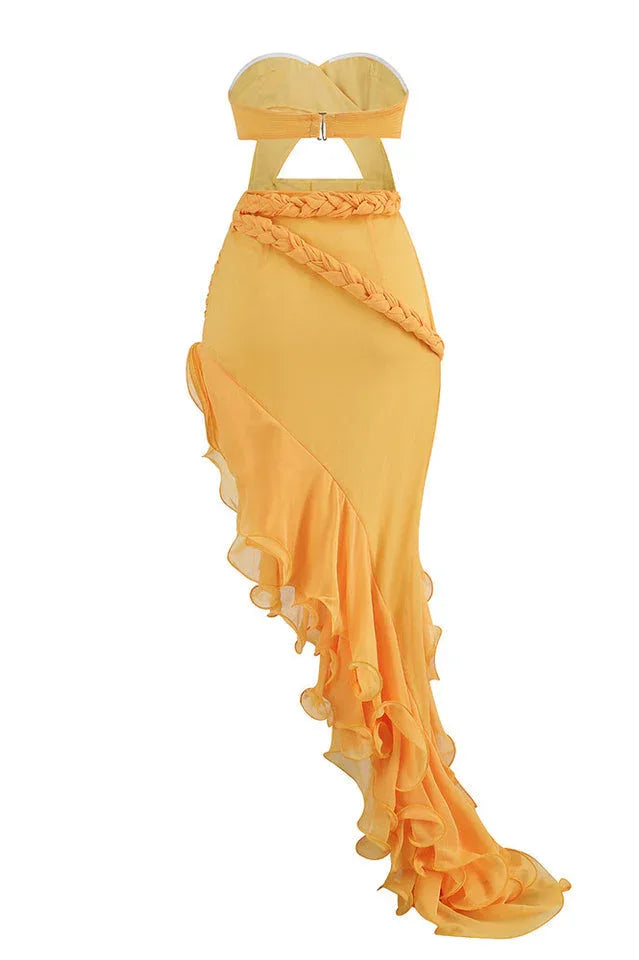 Strapless Gown with Cutout Waist - View 8 | TEVQA