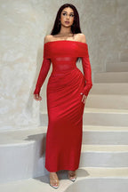 Off-shoulder column gown - View 9 | TEVQA