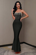 Pearl embellished mermaid gown - View 7 | TEVQA