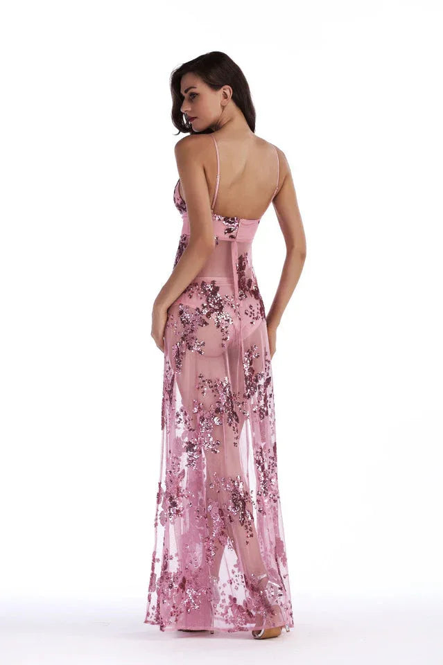 Sequin Split Maxi Dress - View 8 | TEVQA