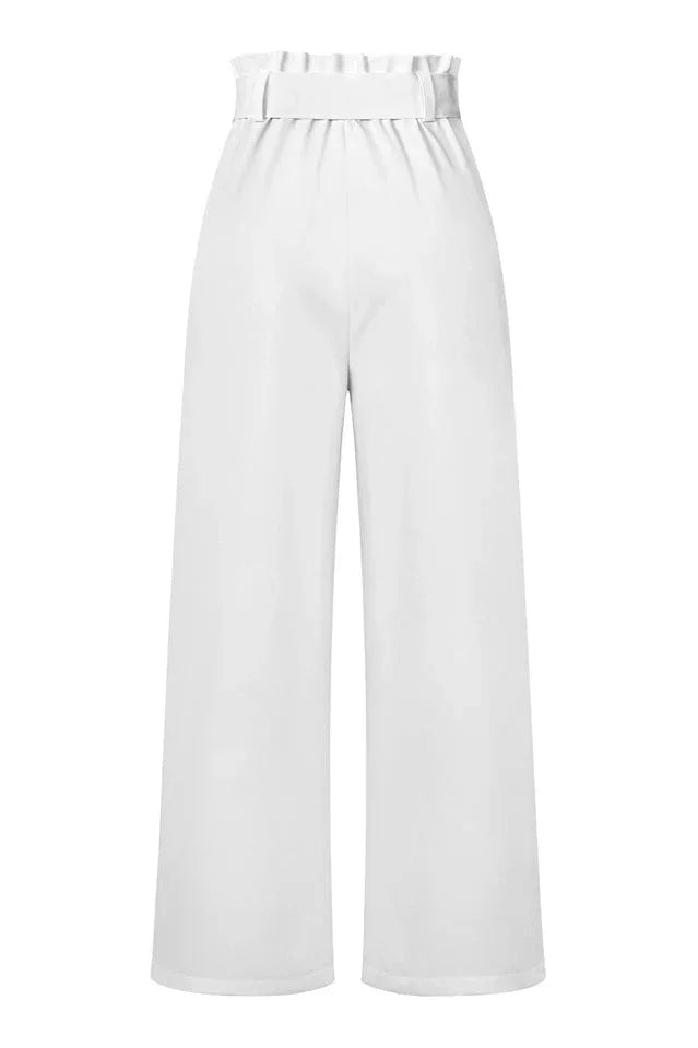 Belted wide leg crepe trousers - View 17 | TEVQA