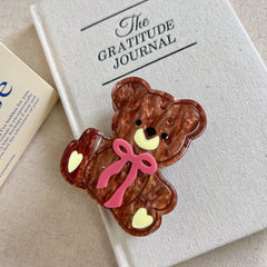 Cute Teddy Bear Acetate Hair Claw Clip - 3.3 Inch Whimsical Accessory