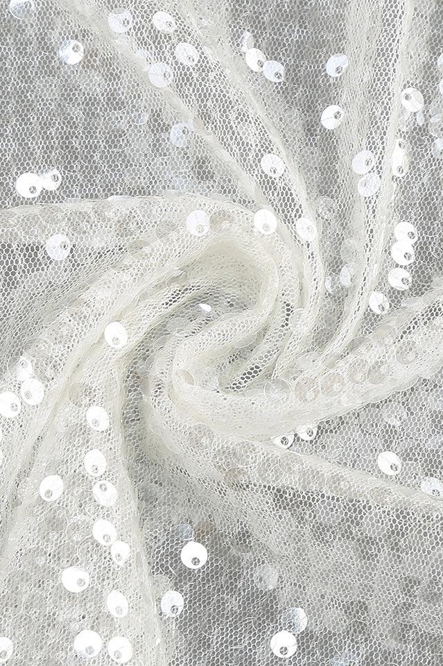 White sequin maxi dress with halter neckline - View 11 | TEVQA