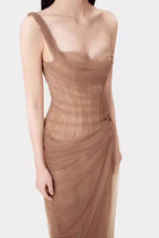 One Shoulder Corset Maxi Dress - View 8 | TEVQA