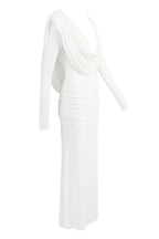 White long sleeve maxi dress with cowl neck - View 12 | TEVQA