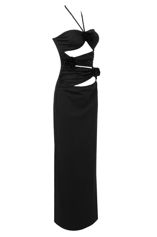 Halter Neck Ruched Maxi Dress - View 15 | TEVQA