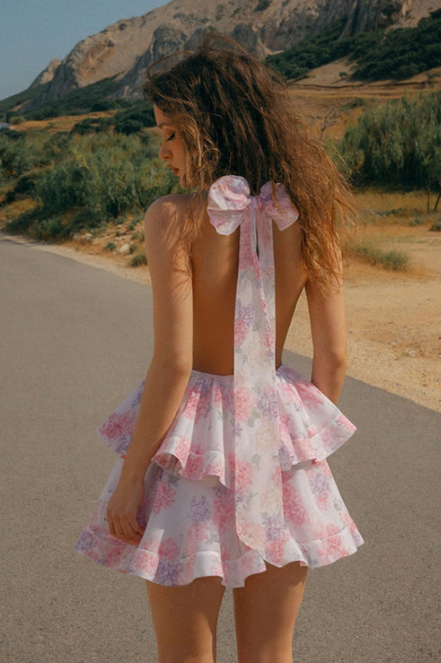 Marissa Oversized Bow Tiered Mini Dress