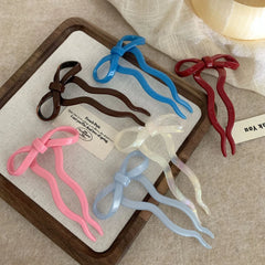 Cute Acetate Bow French Hair Pin - 4 Inch Wavy U-Shaped