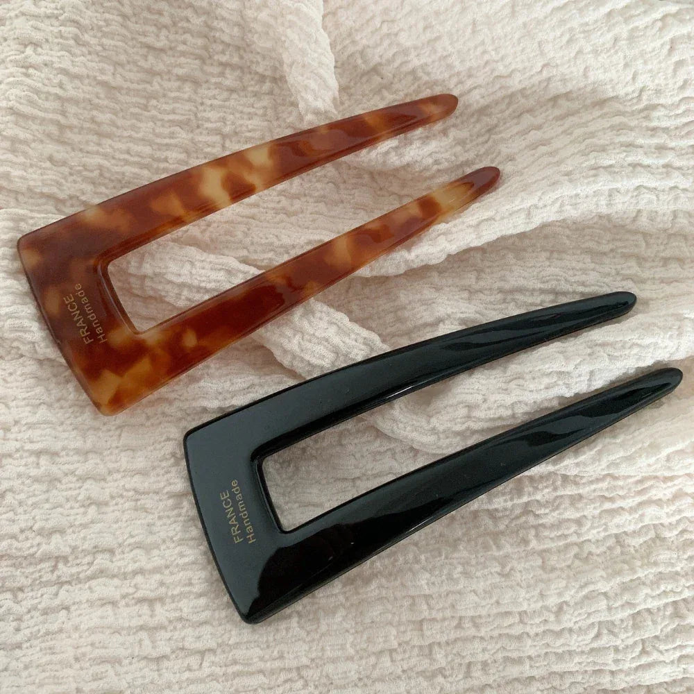 French Design Acetate U-Shape Hair Pin (3.7 Inch) - TEVQA