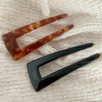 French Design Acetate U-Shape Hair Pin (3.7 Inch) - TEVQA