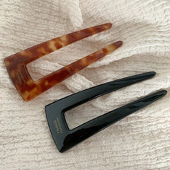 French Design Acetate U-Shape Hair Pin (3.7 Inch) - TEVQA