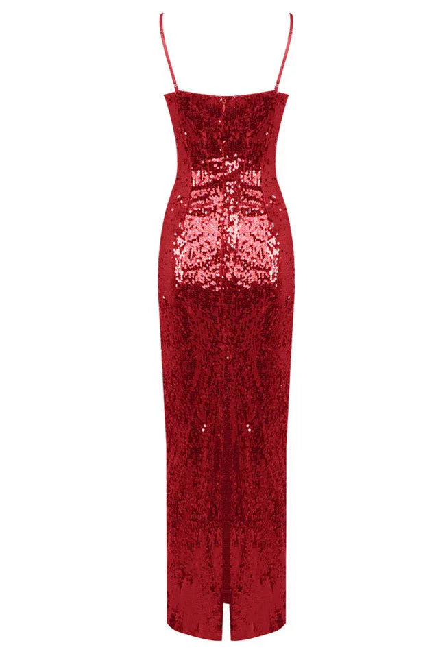 Lorelei Brown Sequin Maxi Dress with Floral Detail - View 29 | TEVQA