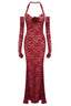 Toby Halterneck Floral Lace Maxi Dress - TEVQA