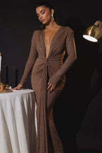 Sparkly long sleeve maxi dress - View 17 | TEVQA