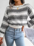 Striped Textured Knit Sweater - View 11 | TEVQA