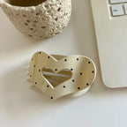Polka Dot Heart Hair Claw Clip - View 7 | TEVQA
