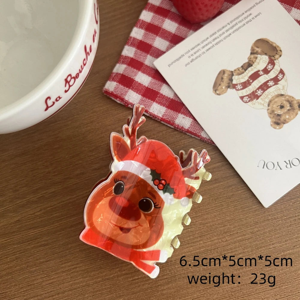 Festive Holiday Acetate Hair Claw Clip - 3.5 Inch Christmas Stocking Stuffer