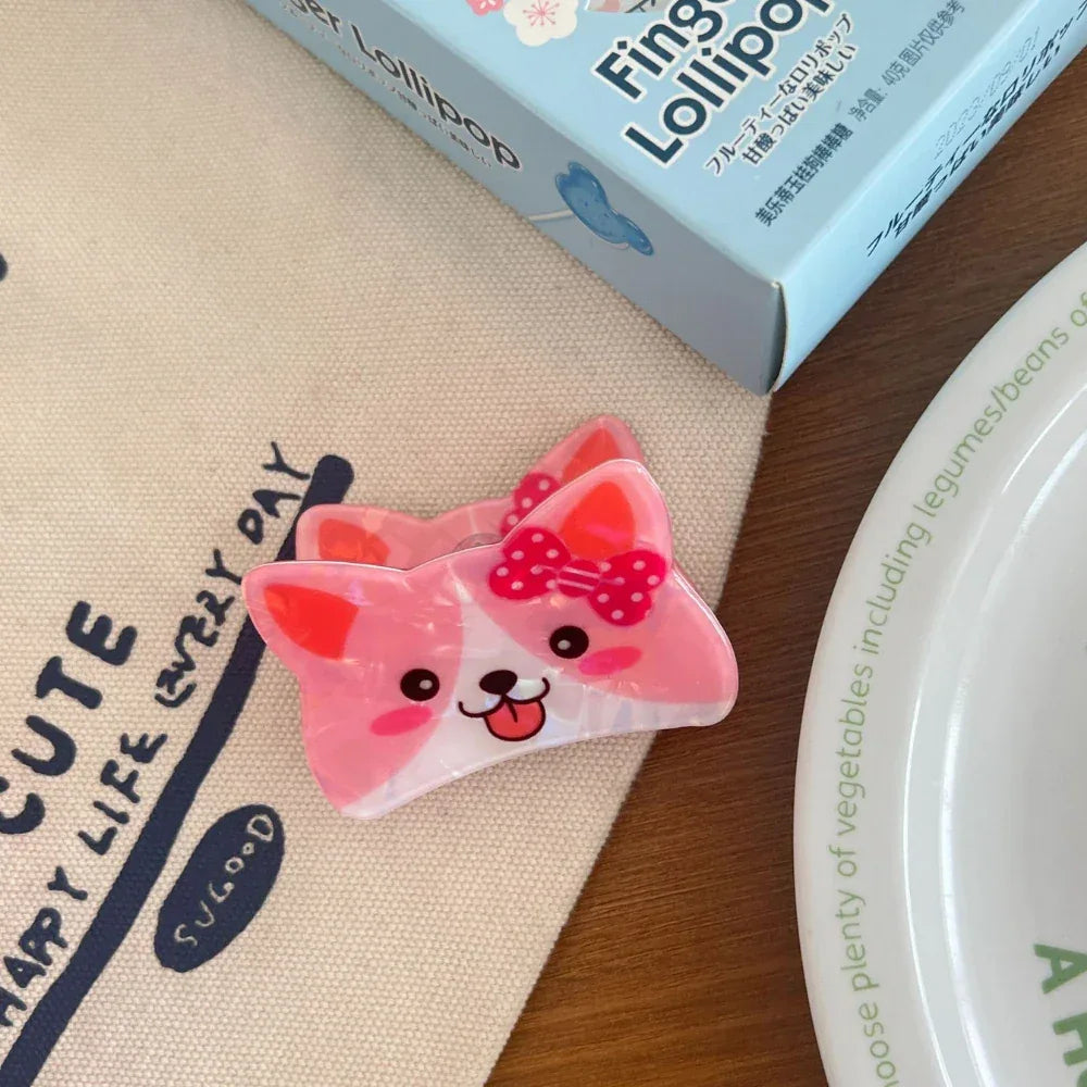 Small animal-shaped hair claw clip made from multicolor cellulose acetate with a glossy finish - View 9 | TEVQA