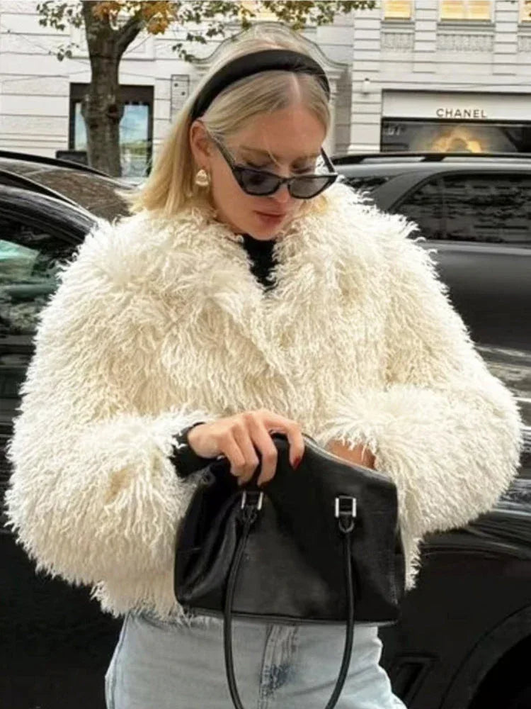 Shaggy Faux Fur Cropped Jacket Secondary image