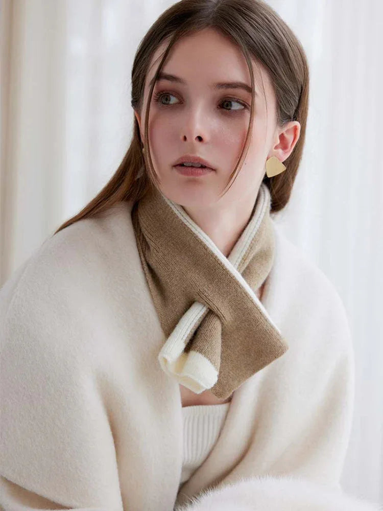Two-tone knit cross scarf - View 6 | TEVQA
