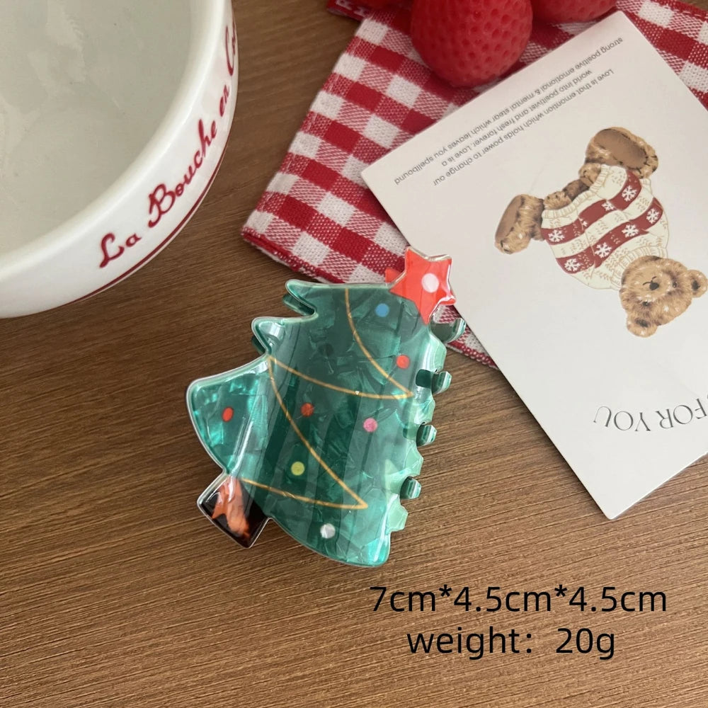 Festive Holiday Acetate Hair Claw Clip - 3.5 Inch Christmas Stocking Stuffer