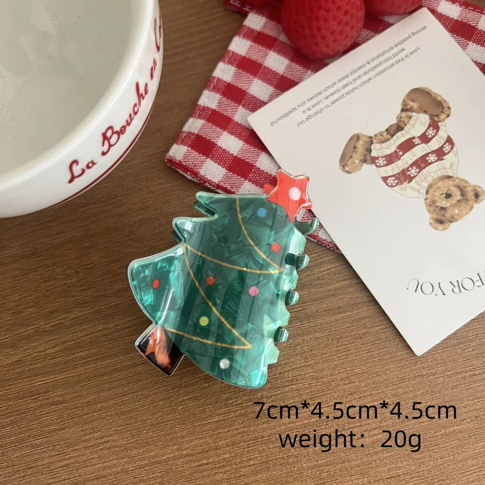 Festive holiday hair claw clip with Christmas designs - View 6 | TEVQA