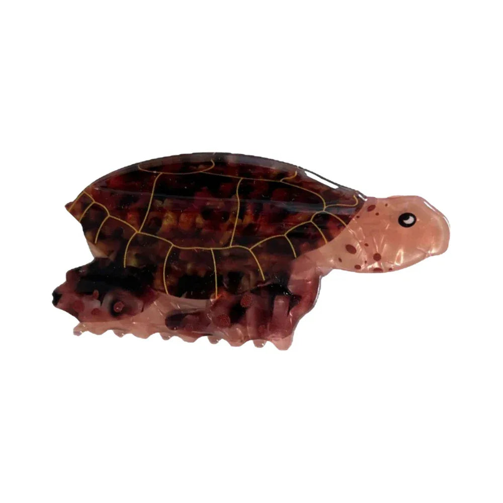 Vibrant Sea Turtle Acetate Hair Claw Clip - 3.5 Inch Tropical Coastal Accessory - TEVQA Main image