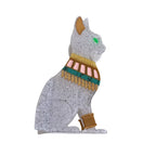 White glitter Egyptian cat hair clip with colorful collar