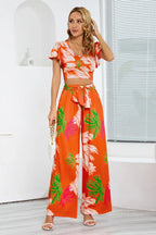 Floral wide leg jumpsuit set - View 11 | TEVQA